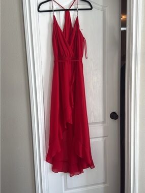 Gorgeous Red Spaghetti-Strap Evening Dress